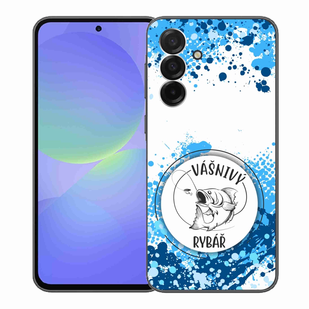 Gelový kryt mmCase na Samsung Galaxy A36 5G - vášnivý rybář bílé pozadí