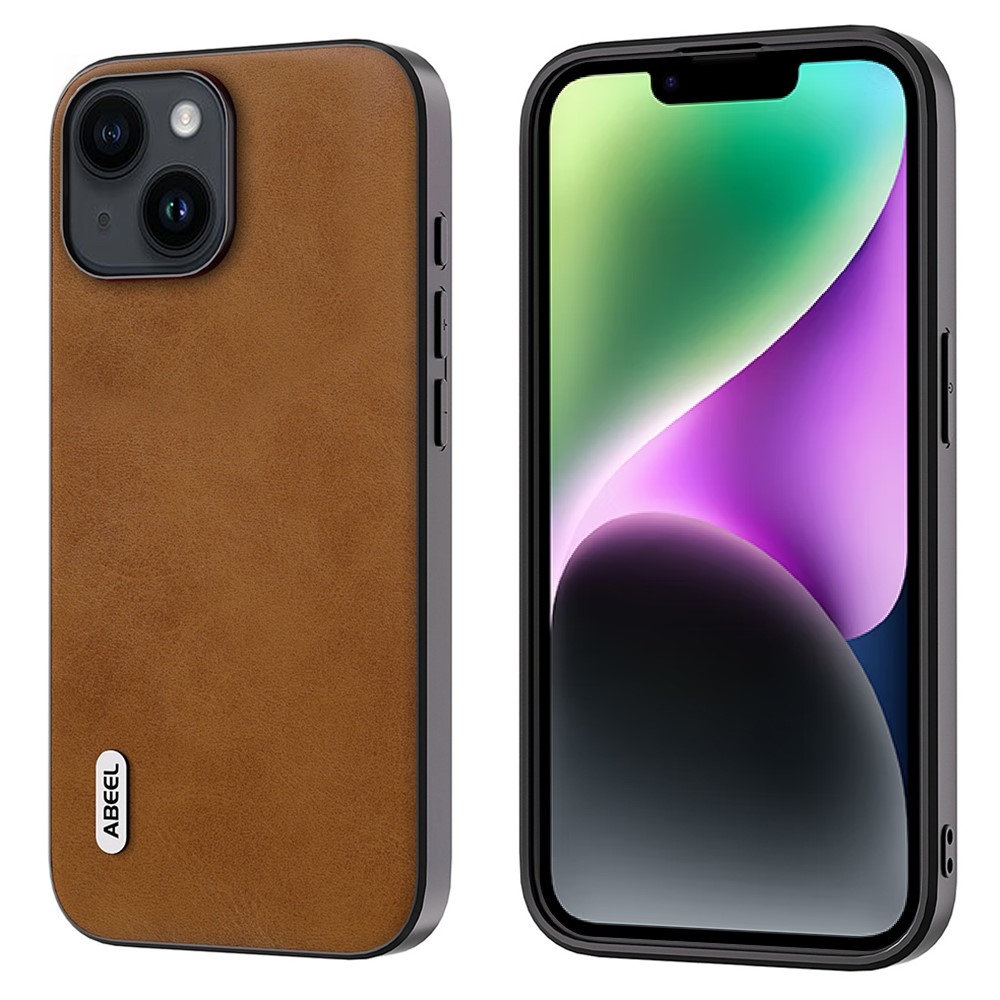 ABEEL gelový obal s pevnými zády na iPhone 15 - hnědý