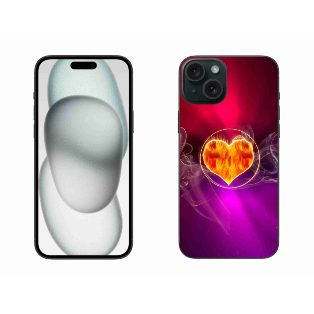 Gelový kryt mmCase na iPhone 15 Plus - ohnivé srdce