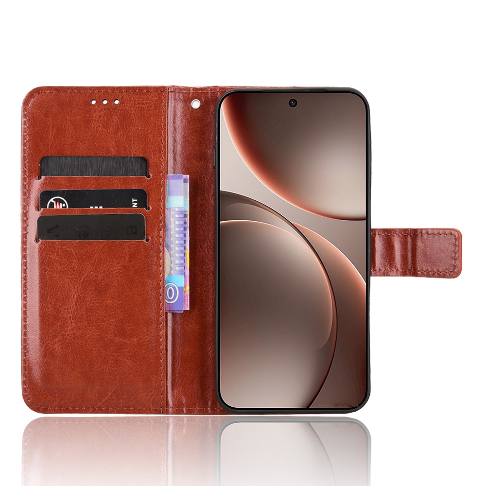 Crazy knížkové pouzdro na Oppo Find X9 5G - hnědé