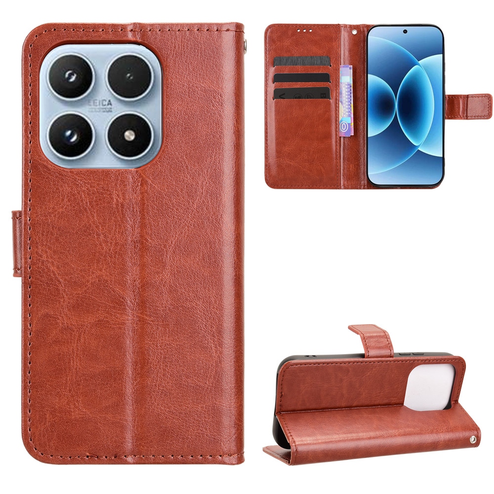 Crazy knížkové pouzdro na Xiaomi 17 - hnědé