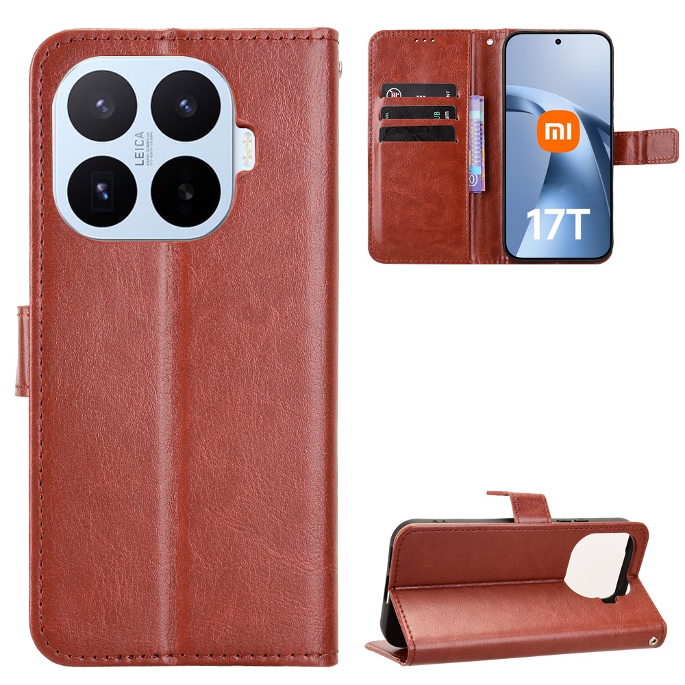 Crazy knížkové pouzdro na Xiaomi 17T - hnědé
