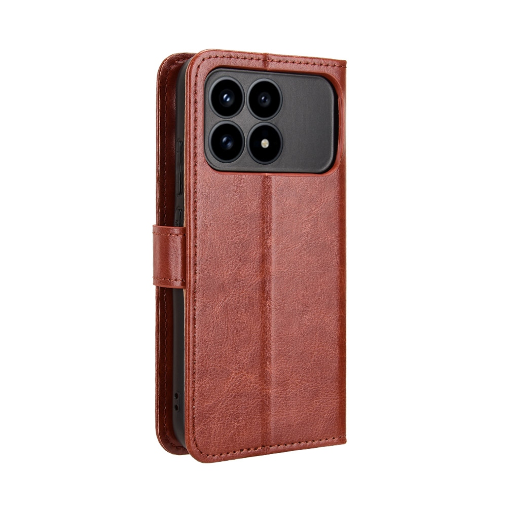 Crazy knížkové pouzdro na Xiaomi Poco F8 Pro 5G - hnědé