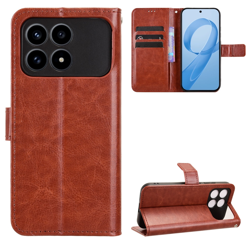 Crazy knížkové pouzdro na Xiaomi Poco F8 Pro 5G - hnědé