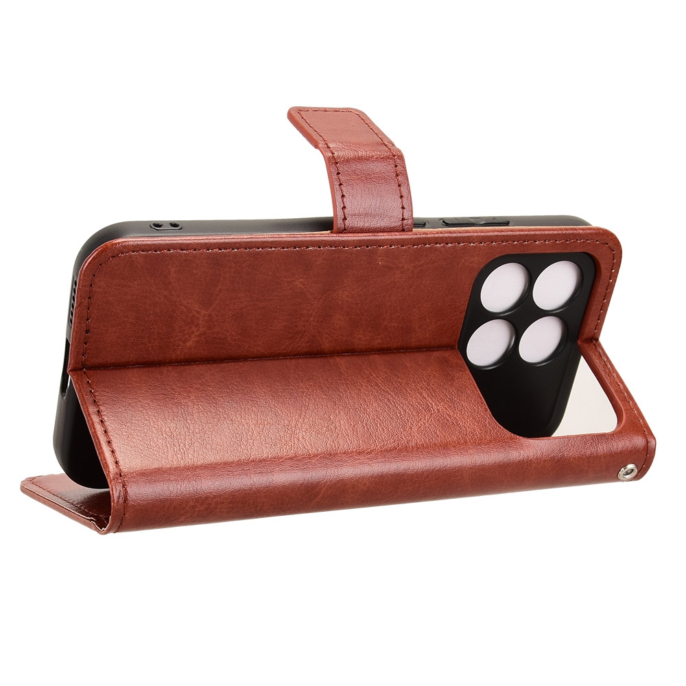 Crazy knížkové pouzdro na Xiaomi Poco F8 Pro 5G - hnědé