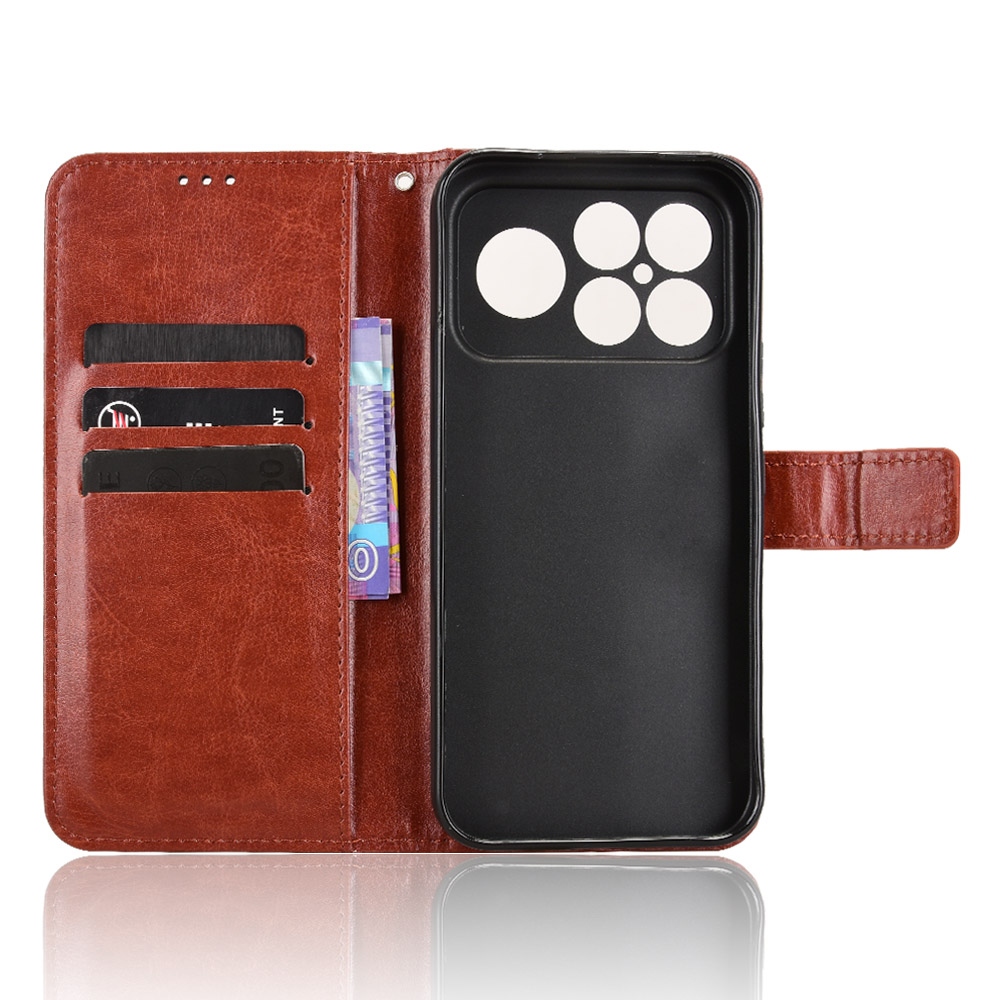 Crazy knížkové pouzdro na Xiaomi Poco F8 Ultra 5G - hnědé