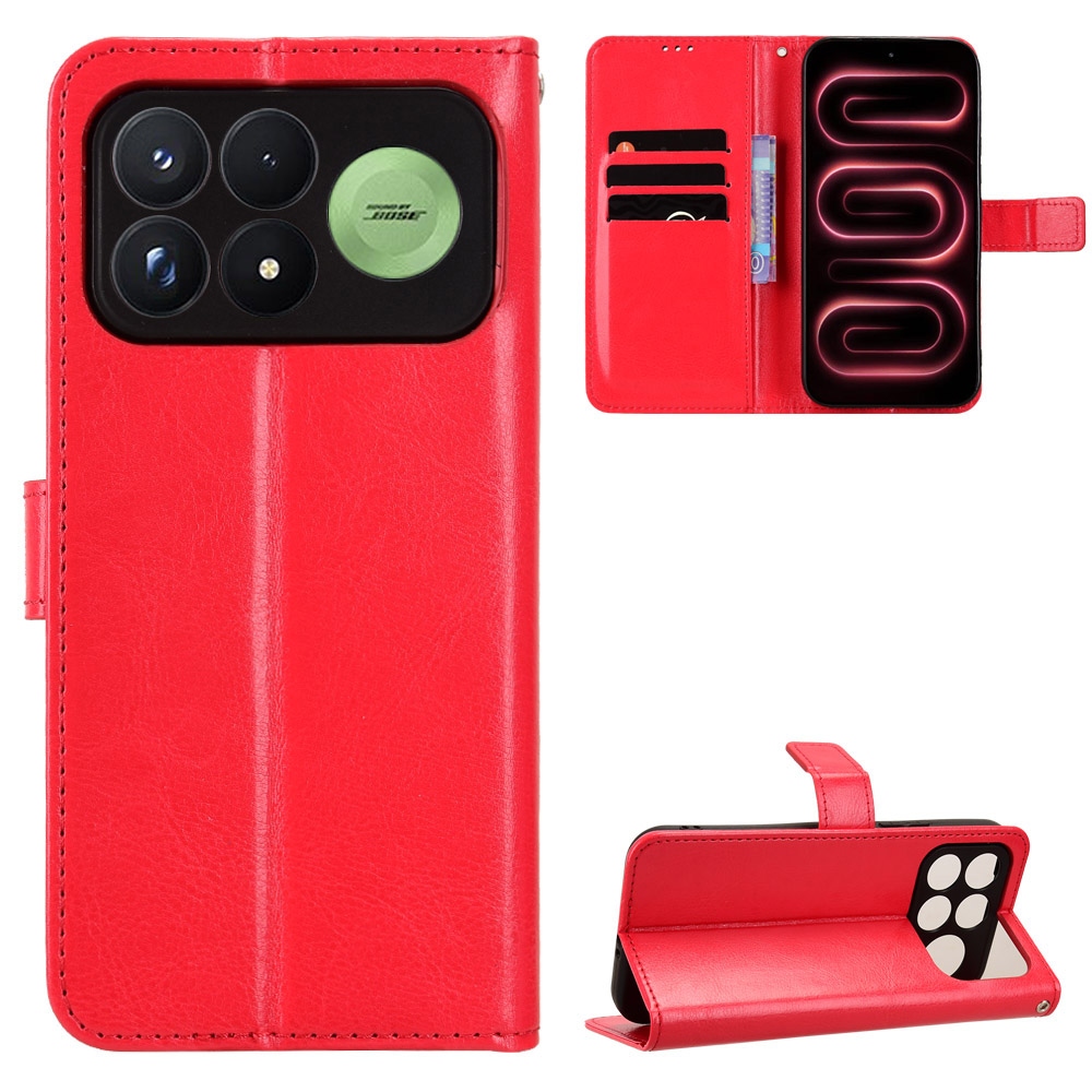 Crazy knížkové pouzdro na Xiaomi Poco F9 Pro 5G - červené
