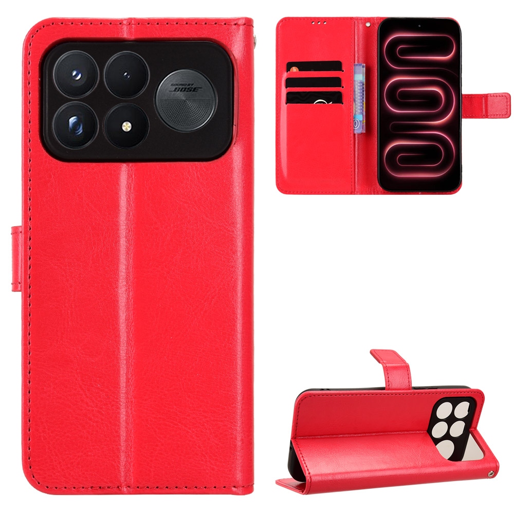 Crazy knížkové pouzdro na Xiaomi Poco F9 Ultra 5G - červené