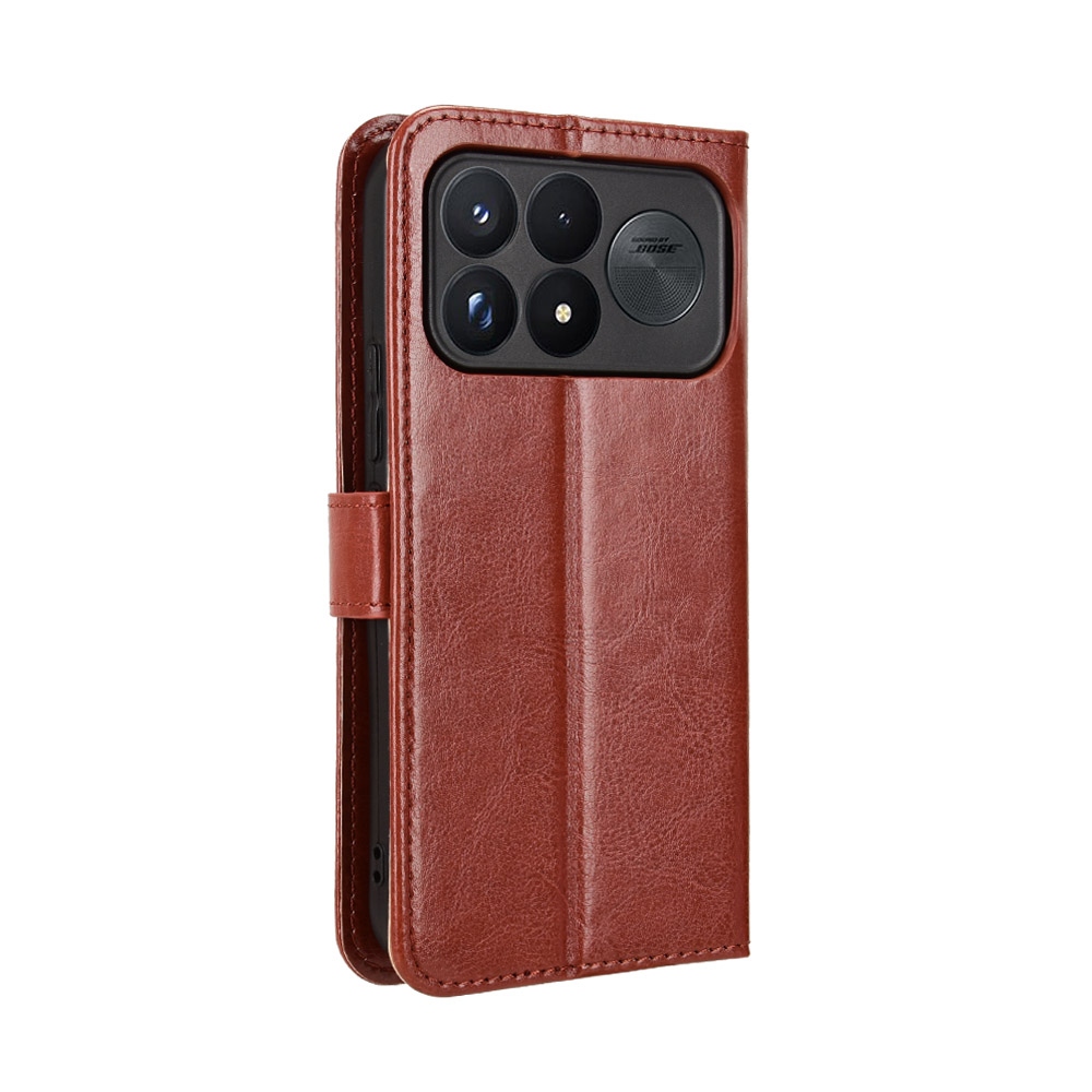 Crazy knížkové pouzdro na Xiaomi Poco F9 Ultra 5G - hnědé