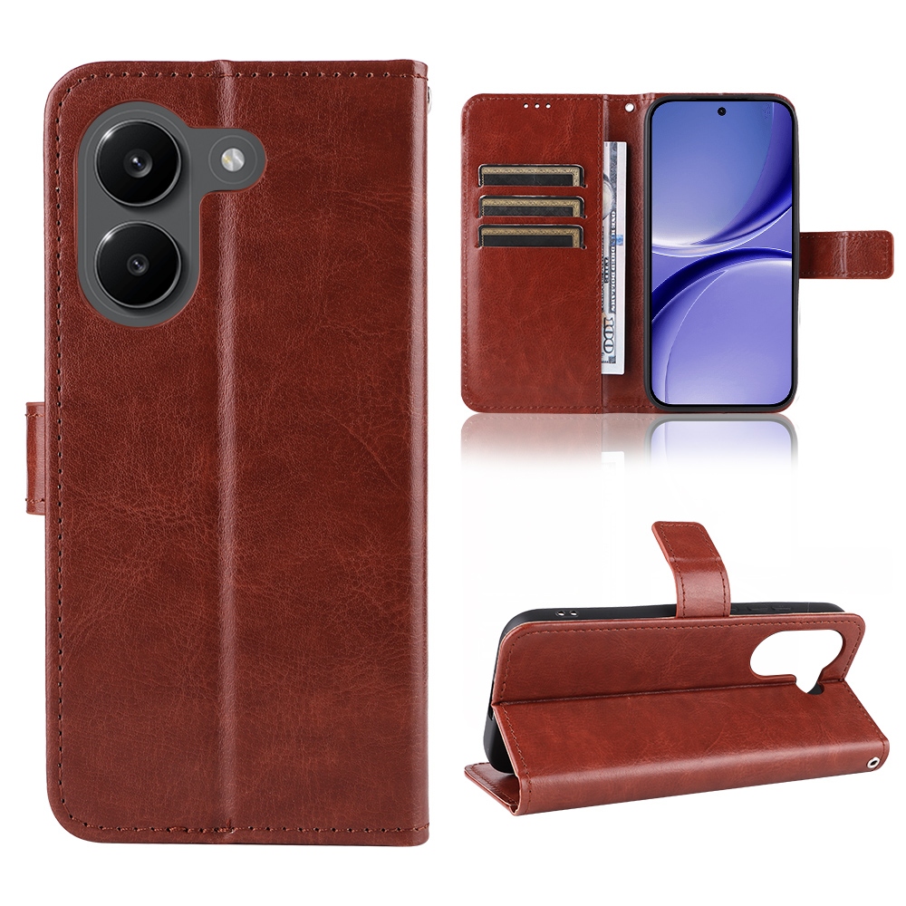 Crazy knížkové pouzdro na Xiaomi Poco X8 Pro 5G - hnědé