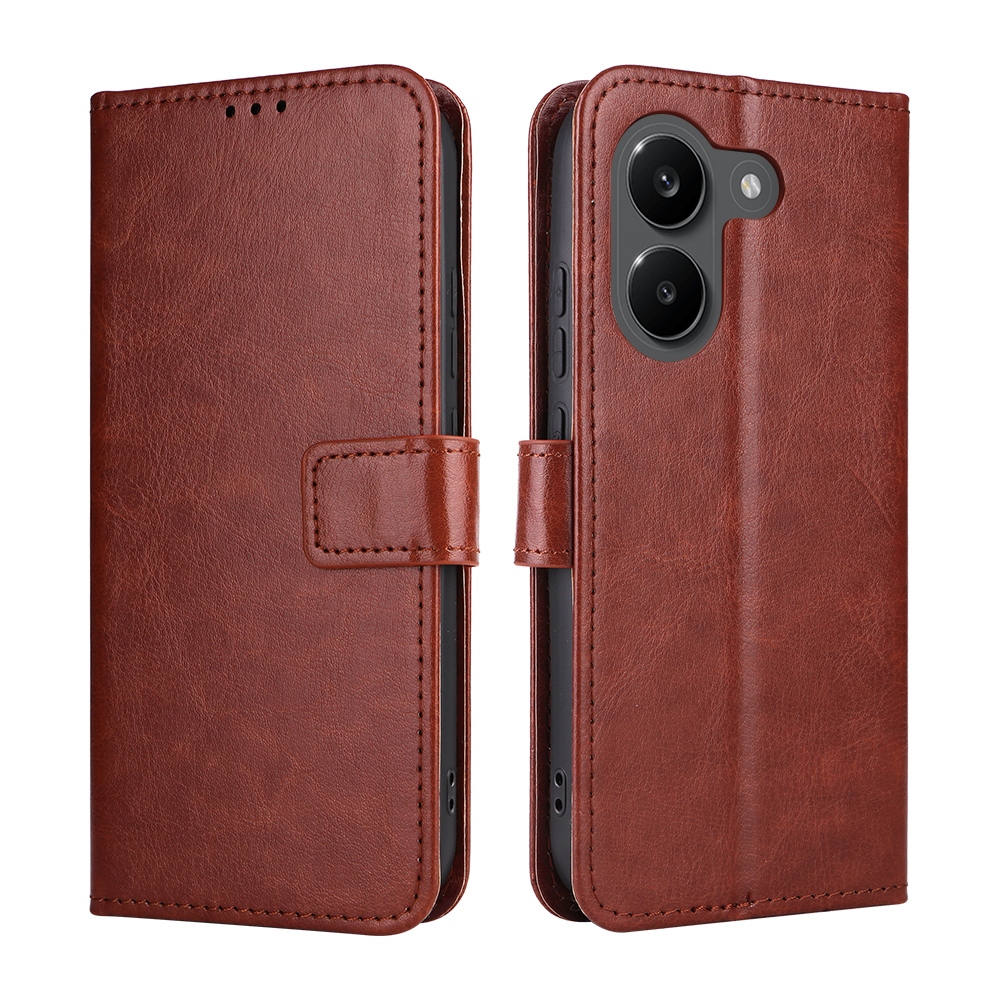 Crazy knížkové pouzdro na Xiaomi Poco X8 Pro 5G - hnědé