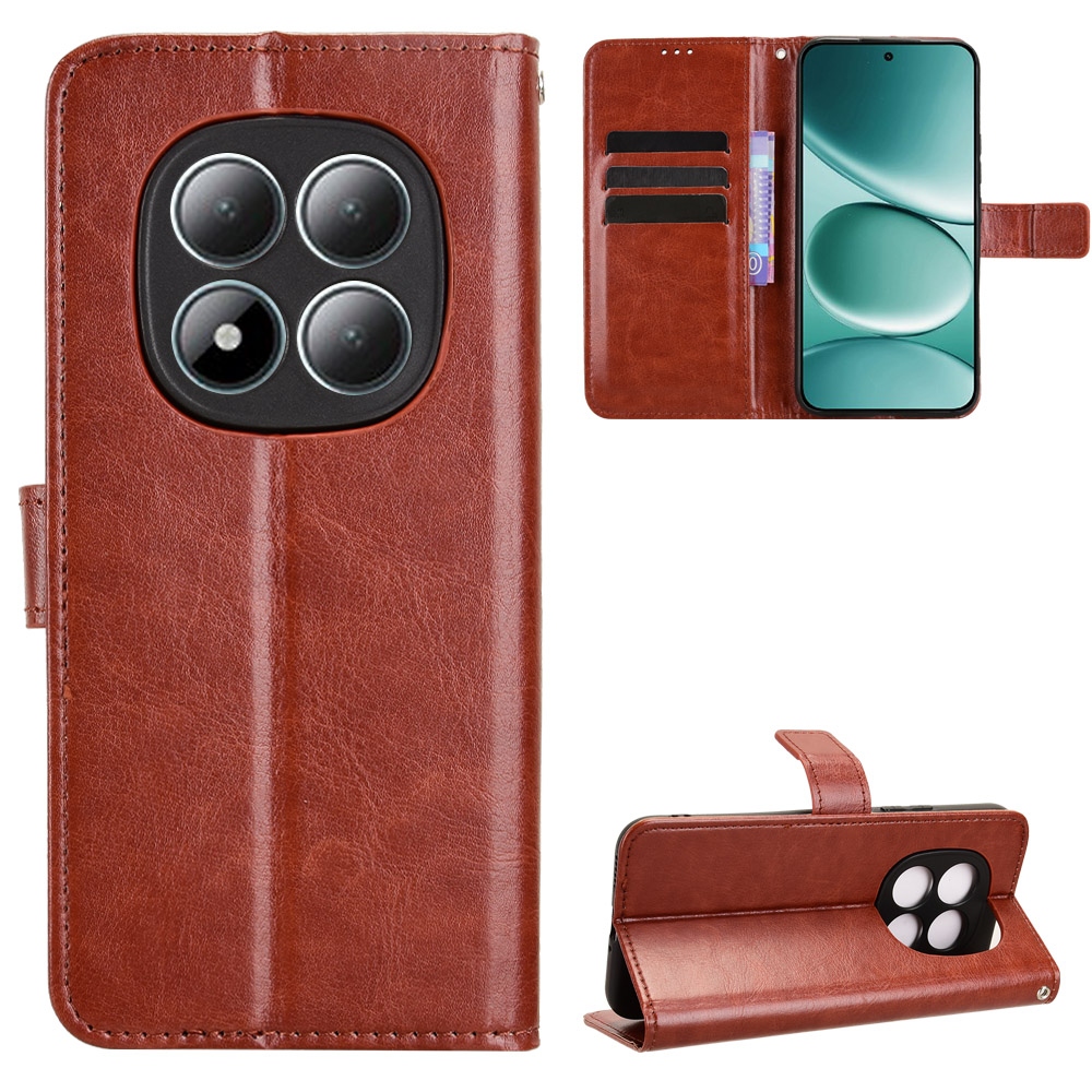 Crazy knížkové pouzdro na Xiaomi Redmi Note 15 Pro 5G - hnědé