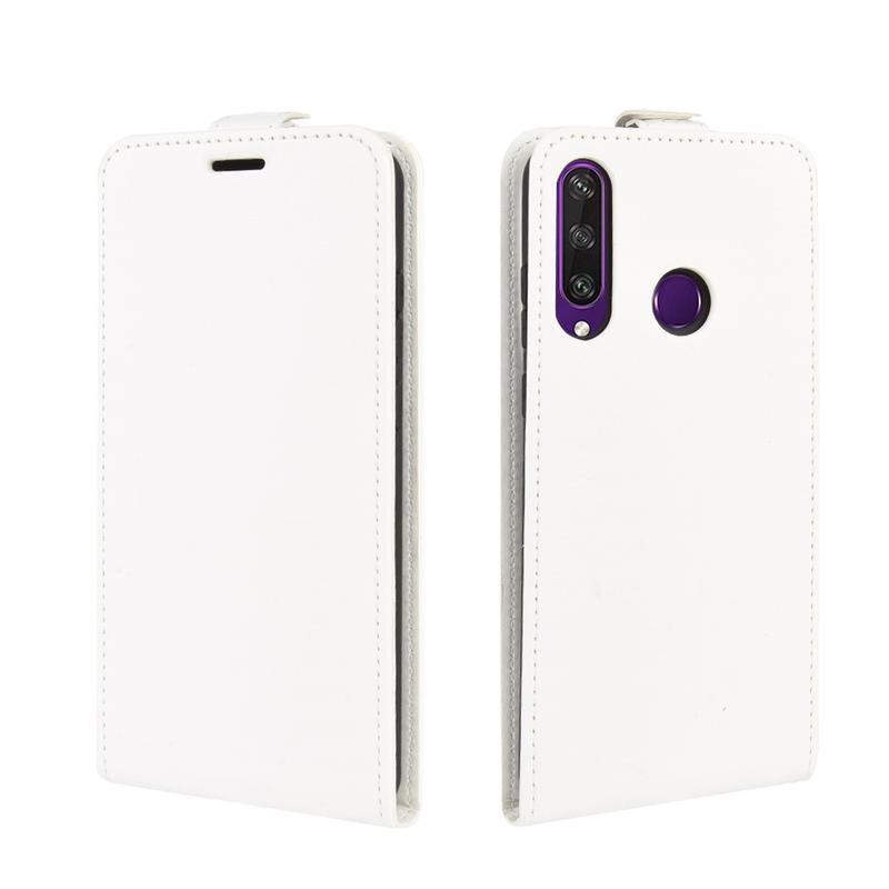 Crazy PU kožené flipové pouzdro na mobil Huawei Y6p - bílé
