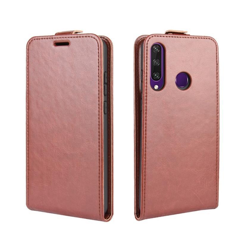 Crazy PU kožené flipové pouzdro na mobil Huawei Y6p - hnědé