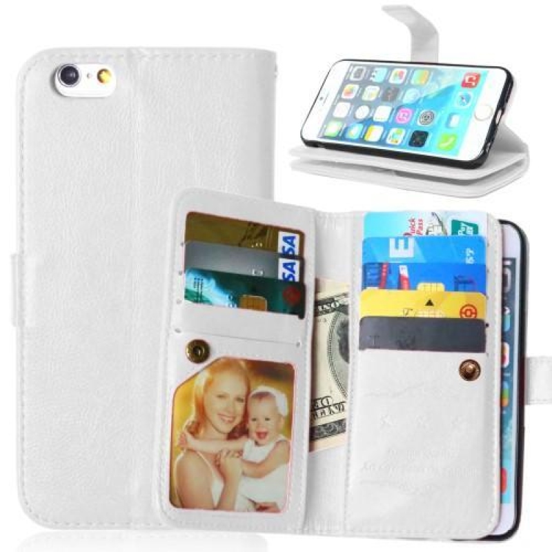 Crazy PU kožené knížkové pouzdro na iPhone 6s Plus a 6 Plus - bílé