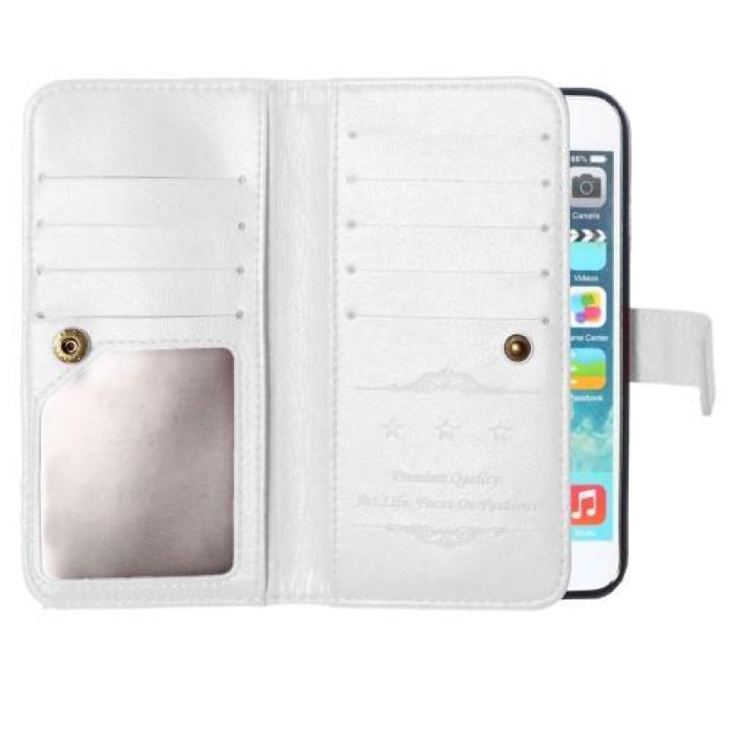 Crazy PU kožené knížkové pouzdro na iPhone 6s Plus a 6 Plus - bílé