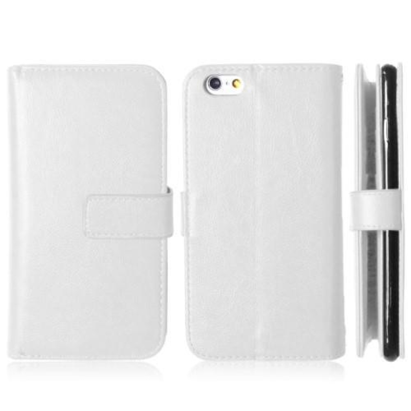 Crazy PU kožené knížkové pouzdro na iPhone 6s Plus a 6 Plus - bílé