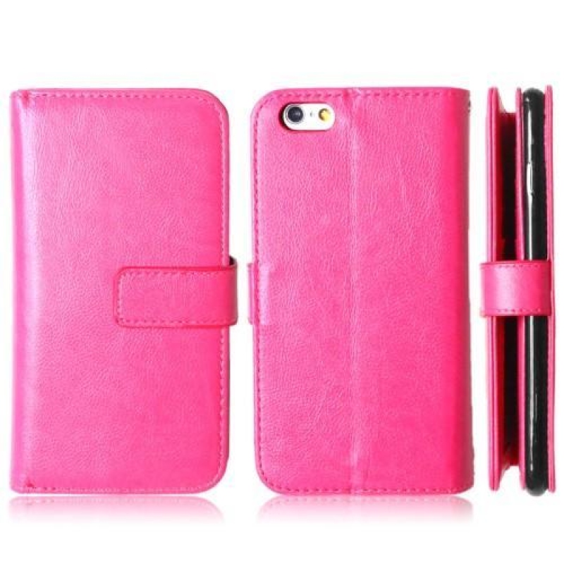 Crazy PU kožené knížkové pouzdro na iPhone 6s Plus a 6 Plus - rose