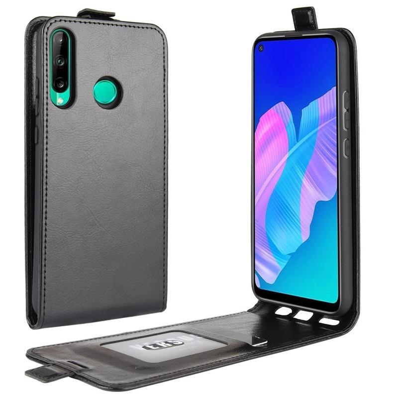 Crazy PU kožené peněženkové flipové pouzdro na mobil Huawei P40 Lite E - černé