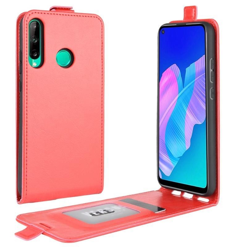 Crazy PU kožené peněženkové flipové pouzdro na mobil Huawei P40 Lite E - červené