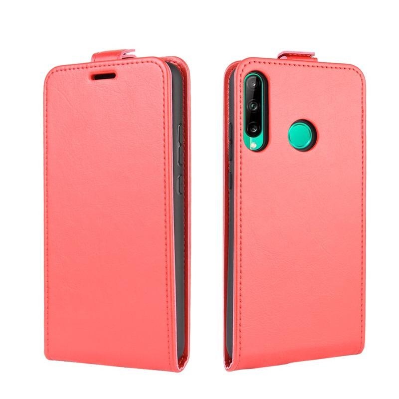 Crazy PU kožené peněženkové flipové pouzdro na mobil Huawei P40 Lite E - červené