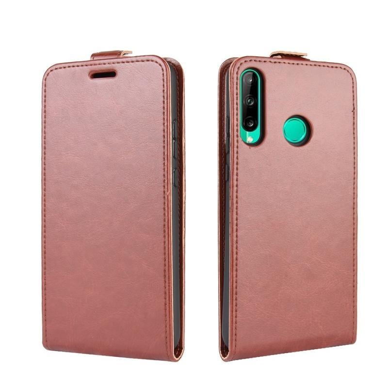 Crazy PU kožené peněženkové flipové pouzdro na mobil Huawei P40 Lite E - hnědé