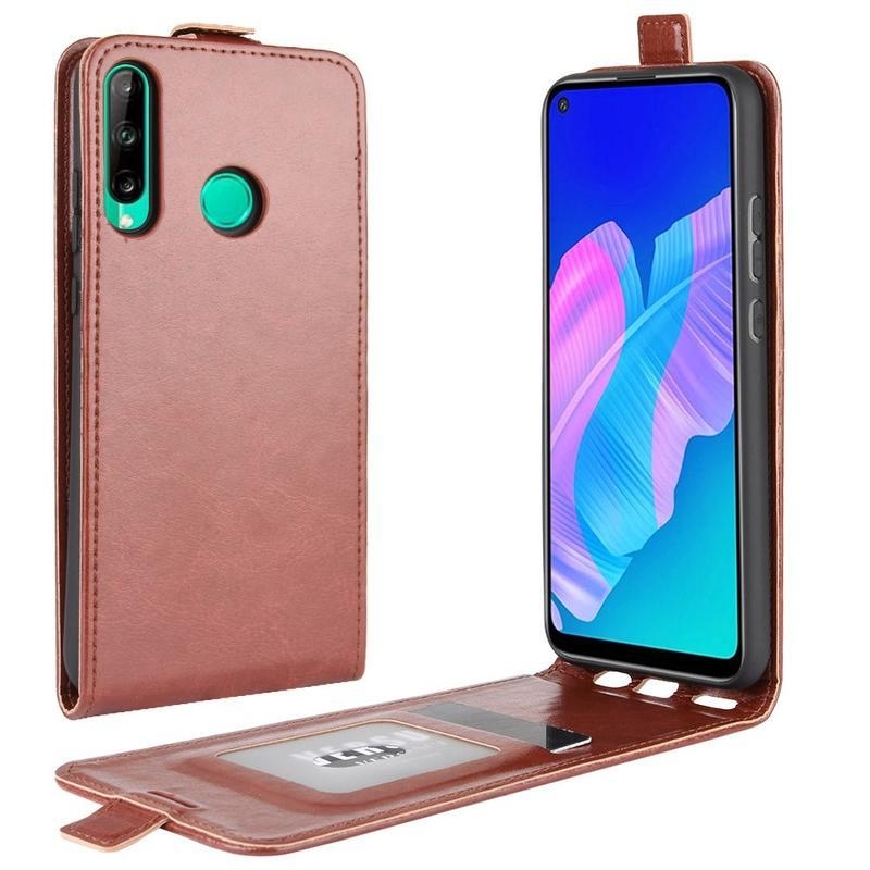 Crazy PU kožené peněženkové flipové pouzdro na mobil Huawei P40 Lite E - hnědé