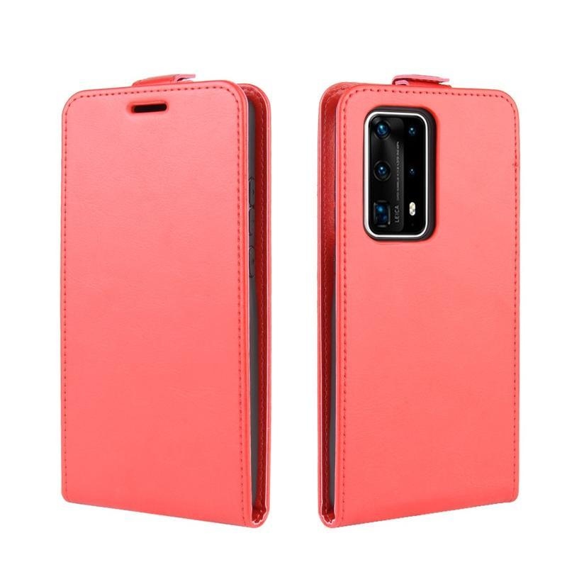 Crazy PU kožené peněženkové flipové pouzdro na mobil Huawei P40 Pro - červené