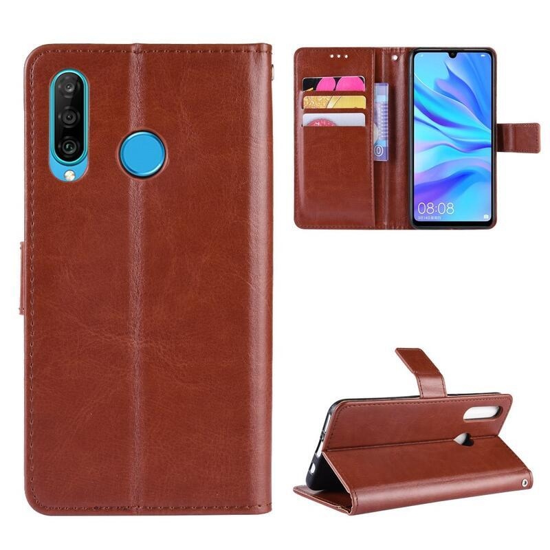 Crazy PU kožené peněženkové pouzdro na mobil Honor 20 Lite/Honor 20e - hnědé