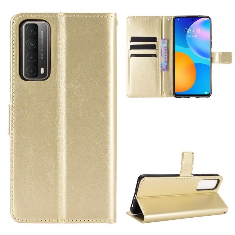 Crazy PU kožené peněženkové pouzdro na mobil Huawei P Smart (2021) - zlaté