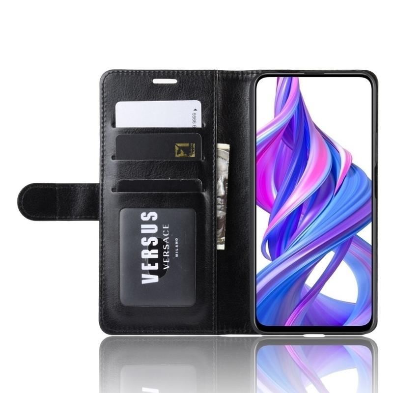 Crazy PU kožené peněženkové pouzdro na mobil Huawei P Smart Pro (2019)/Honor 9X Pro - černé