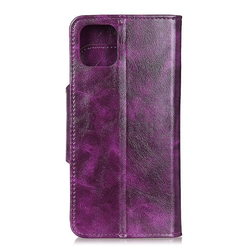 Crazy PU kožené peněženkové pouzdro na mobil Huawei P40 - fialové