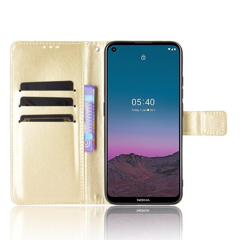 Crazy PU kožené peněženkové pouzdro na mobil Nokia 5.4 - zlaté