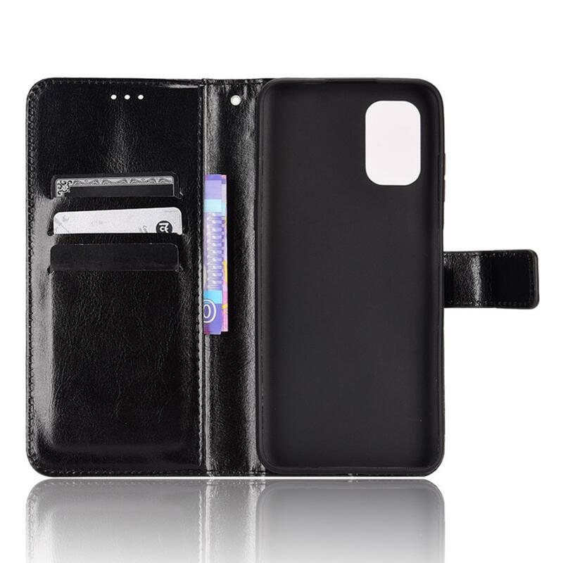 Crazy PU kožené peněženkové pouzdro na mobil Nokia G11/G21 - černé