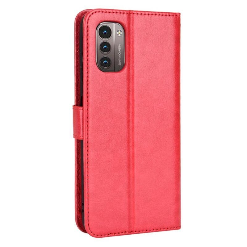 Crazy PU kožené peněženkové pouzdro na mobil Nokia G11/G21 - červené