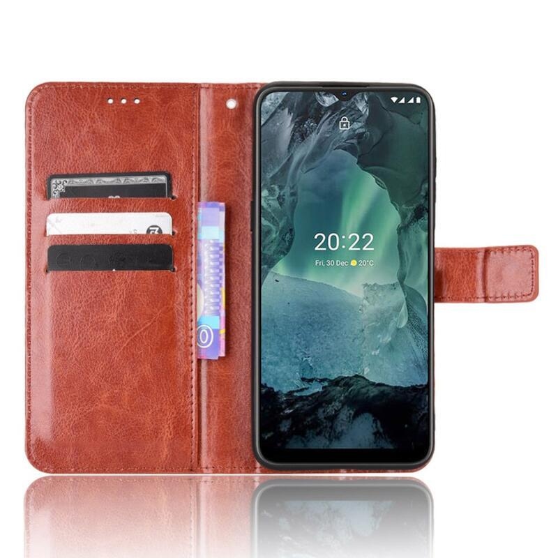 Crazy PU kožené peněženkové pouzdro na mobil Nokia G11/G21 - hnědé