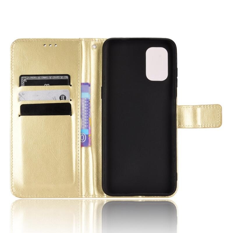 Crazy PU kožené peněženkové pouzdro na mobil Nokia G11/G21 - zlaté
