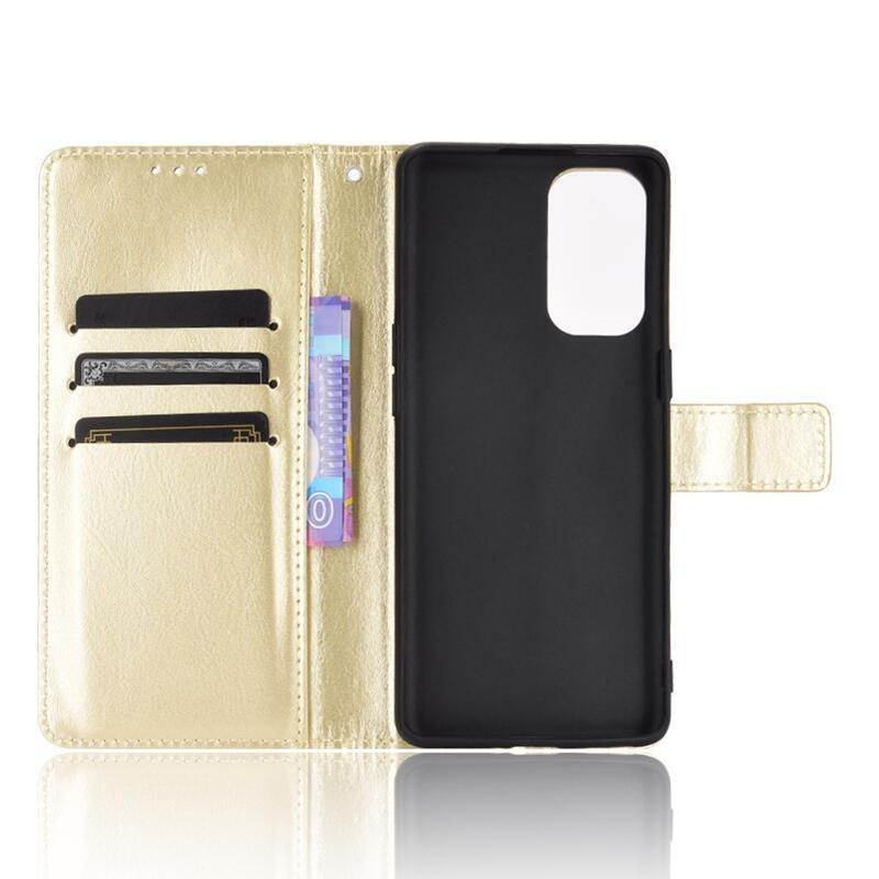 Crazy PU kožené peněženkové pouzdro na mobil Oppo Reno 5 4G/5G - zlaté