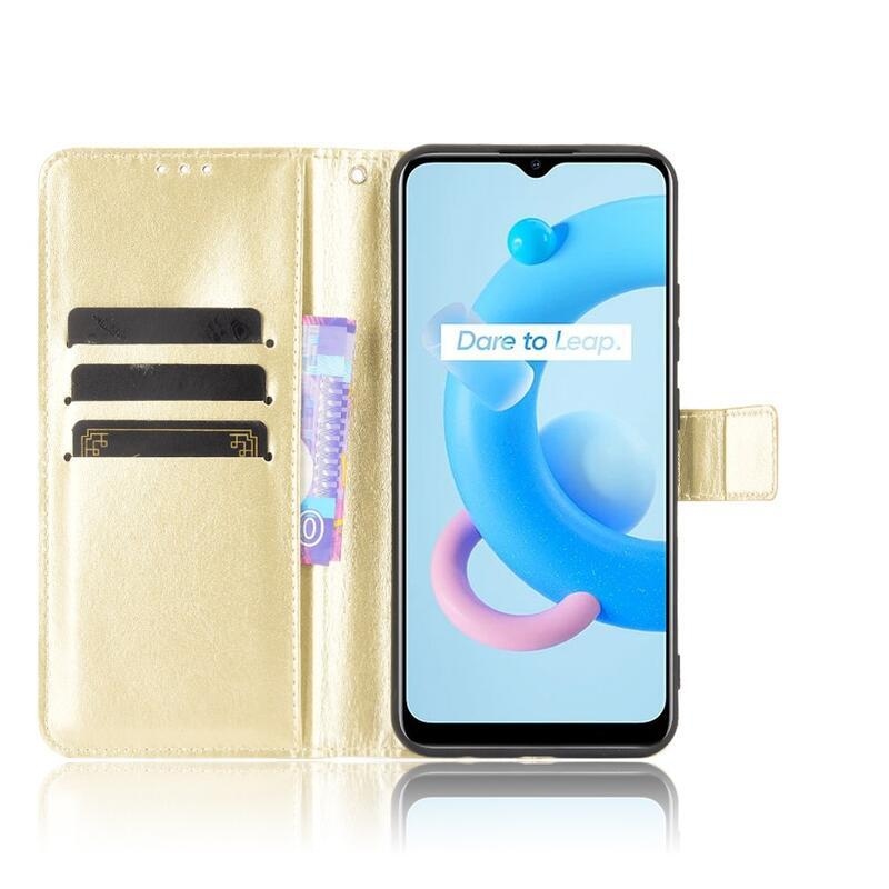 Crazy PU kožené peněženkové pouzdro na mobil Realme C11 (2021) - zlaté
