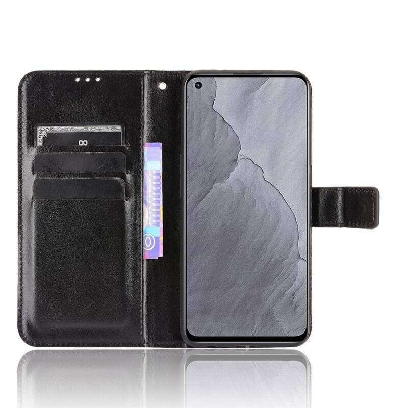 Crazy PU kožené peněženkové pouzdro na mobil Realme GT Master - černé