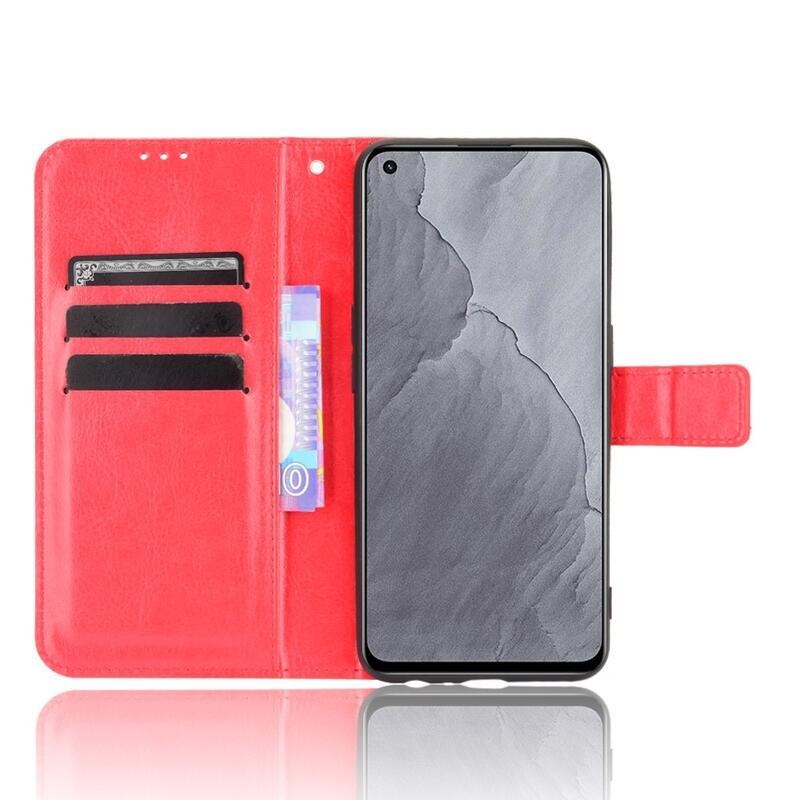 Crazy PU kožené peněženkové pouzdro na mobil Realme GT Master - červené