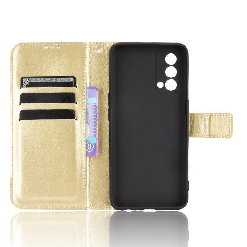 Crazy PU kožené peněženkové pouzdro na mobil Realme GT Master - zlaté