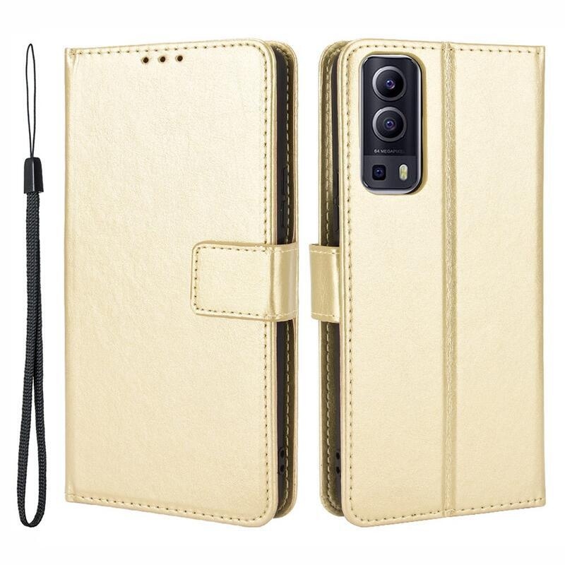 Crazy PU kožené peněženkové pouzdro na mobil Vivo Y72 5G/Y52 5G - zlaté