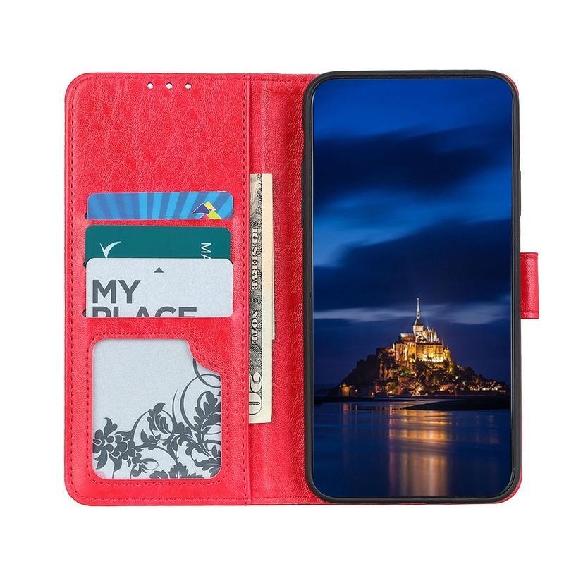 Crazy PU kožené peněženkové pouzdro na mobil Xiaomi Mi 10T 5G/10T Pro 5G  - červené