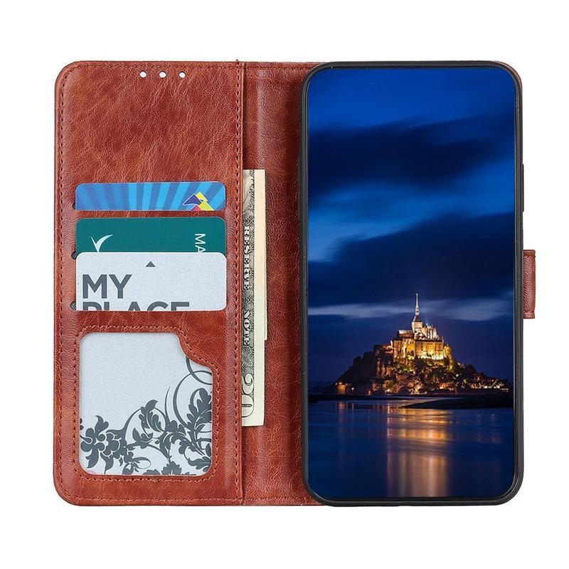 Crazy PU kožené peněženkové pouzdro na mobil Xiaomi Mi 10T 5G/10T Pro 5G  - hnědé