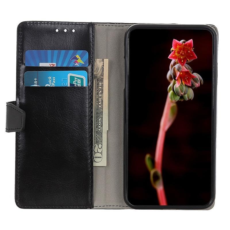 Crazy PU kožené peněženkové pouzdro na mobil Xiaomi Mi 10T Lite 5G - černé