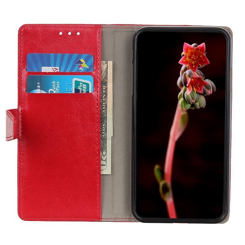 Crazy PU kožené peněženkové pouzdro na mobil Xiaomi Mi 10T Lite 5G - červené