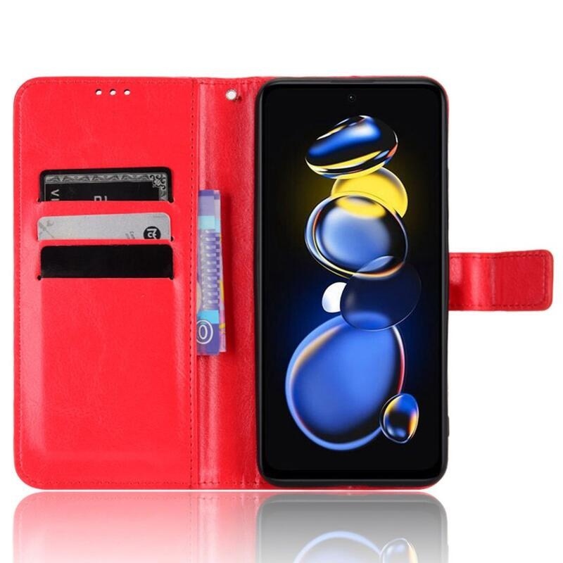 Crazy PU kožené peněženkové pouzdro na mobil Xiaomi Poco X4 GT 5G - červené