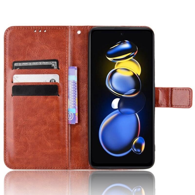 Crazy PU kožené peněženkové pouzdro na mobil Xiaomi Poco X4 GT 5G - hnědé