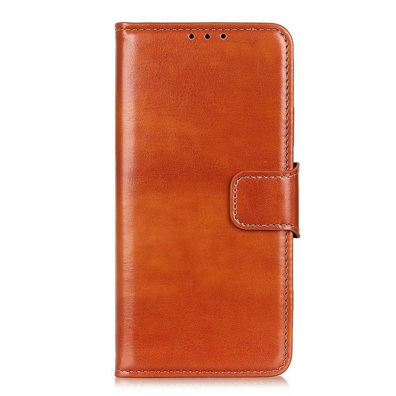 Crazy PU kožené peněženkové pouzdro na mobil Xiaomi Redmi Note 9 Pro/Note 9S - hnědé